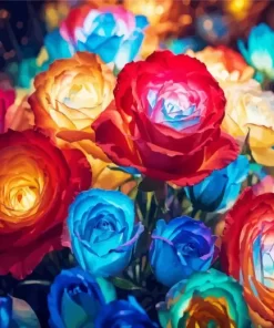 Colorful Glowing Roses Diamond Painting