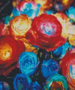 Colorful Glowing Roses Diamond Painting