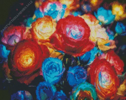 Colorful Glowing Roses Diamond Painting