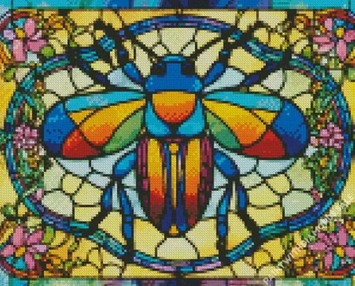 Colorful Ladybug Stained Glass Diamond Painting