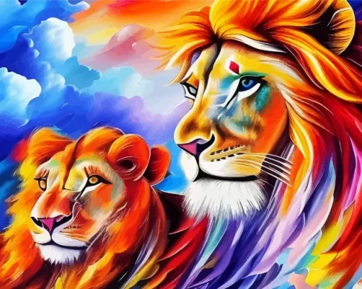 Colorful Lion Diamond Painting