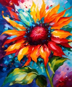 Colorful Ring Of Fire Sunflower Diamond Painting