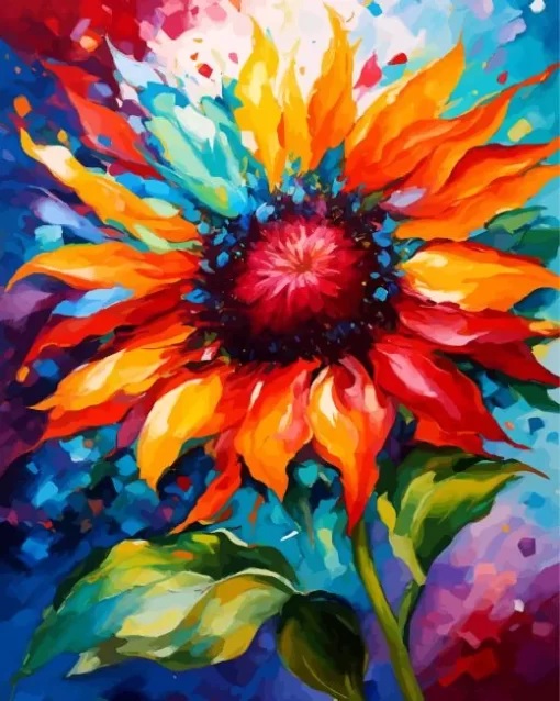 Colorful Ring Of Fire Sunflower Diamond Painting