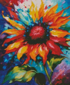 Colorful Ring Of Fire Sunflower Diamond Painting