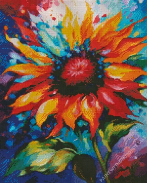 Colorful Ring Of Fire Sunflower Diamond Painting