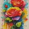 Colorful Splatter Roses Art Diamond Painting