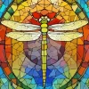 Colorful Stained Glass Dragonfly Diamond Painting