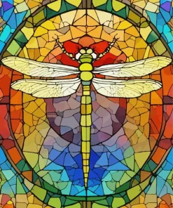 Colorful Stained Glass Dragonfly Diamond Painting