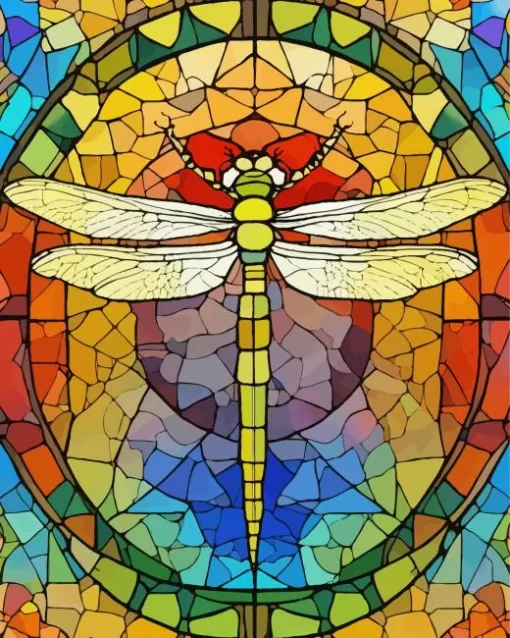 Colorful Stained Glass Dragonfly Diamond Painting