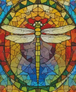 Colorful Stained Glass Dragonfly Diamond Painting