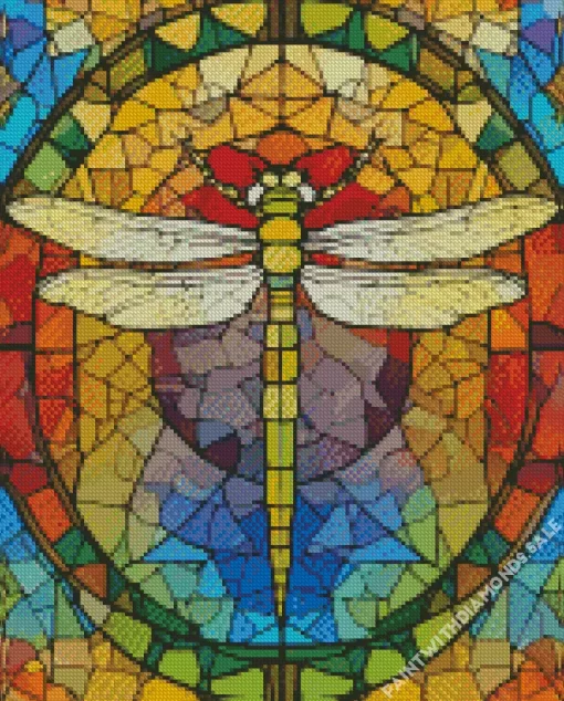 Colorful Stained Glass Dragonfly Diamond Painting