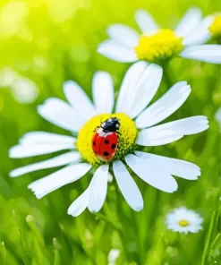 Common Daisy And Ladybug Diamond Painting