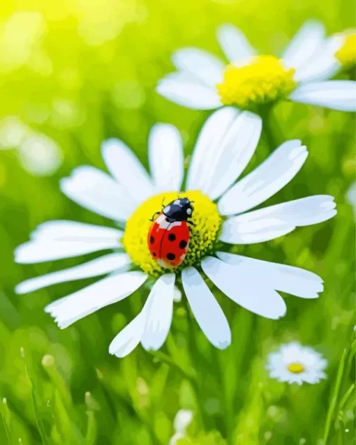 Common Daisy And Ladybug Diamond Painting