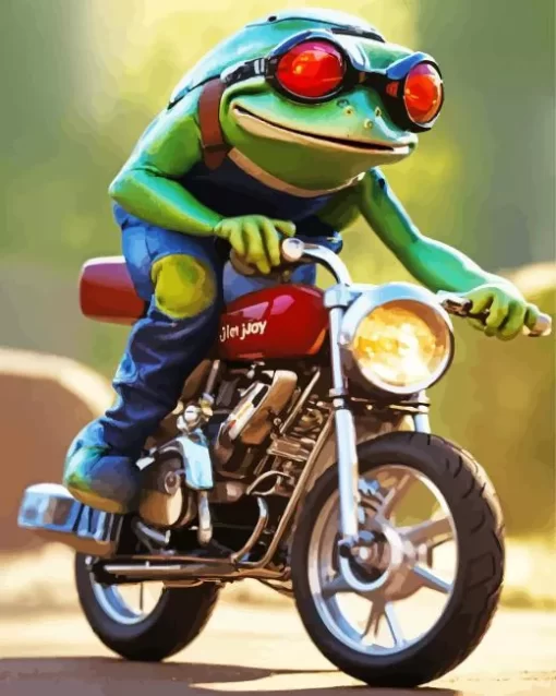 Cool Frog And Motorcycle Art Diamond Painting