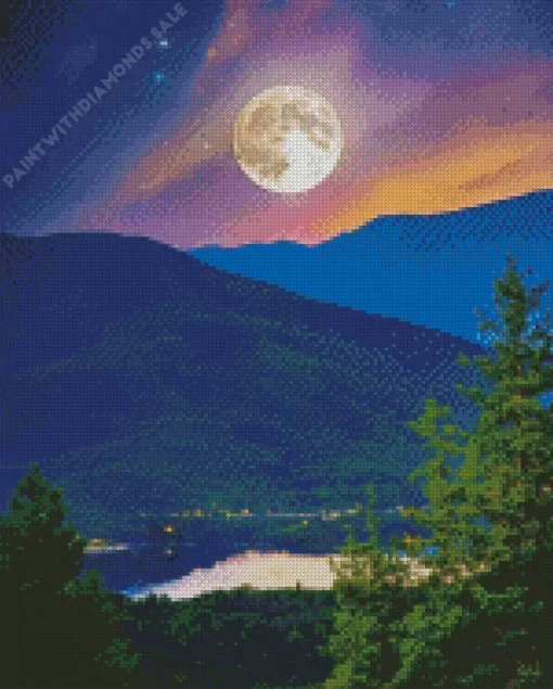 Cool Full Moon Landscape Diamond Painting