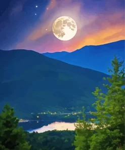 Cool Full Moon Landscape Diamond Painting