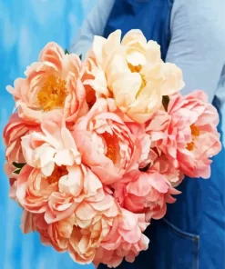 Coral Sunset Peony Bouquet Diamond Painting