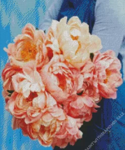 Coral Sunset Peony Bouquet Diamond Painting