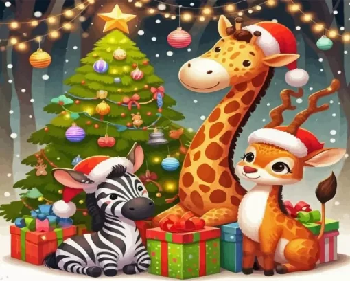 Cute Christmas Animals Diamond Paintings