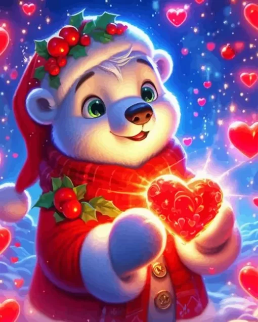 Cute Christmas Bear Diamond Paintings