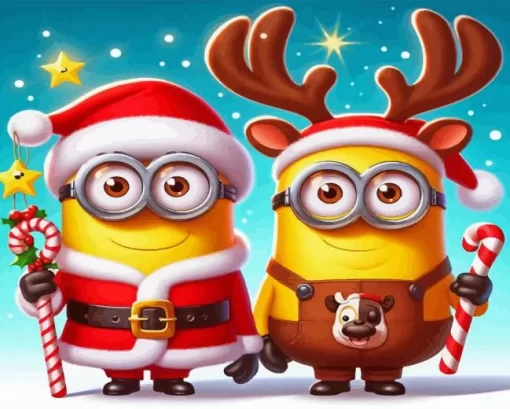 Adorable Christmas Minions Art Diamond Paintings