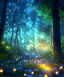 Dazzling Forest Fireflies Diamond Painting