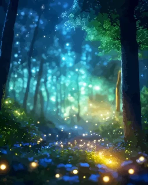 Dazzling Forest Fireflies Diamond Painting