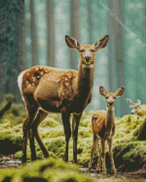 Deer And Baby Diamond Painting