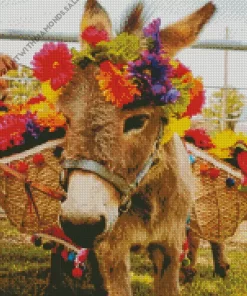 Donkey And Flowers Diamond Painting