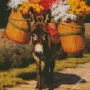 Donkey Carrying Flowers Diamond Painting