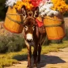 Donkey Carrying Flowers Diamond Painting