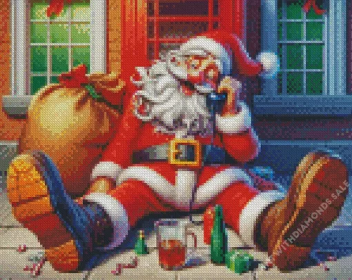 Drunk Santa Diamond Painting art