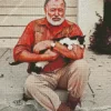 Ernest Hemingway And Cat Diamond Painting