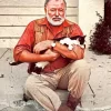 Ernest Hemingway And Cat Diamond Painting