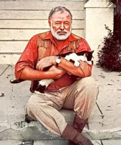 Ernest Hemingway And Cat Diamond Painting