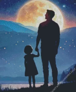 Father And Daughter Galaxy Silhouette Diamond Painting