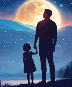 Father And Daughter Galaxy Silhouette Diamond Painting