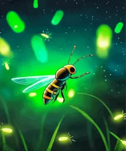 Firefly Glowing In Green Diamond Painting