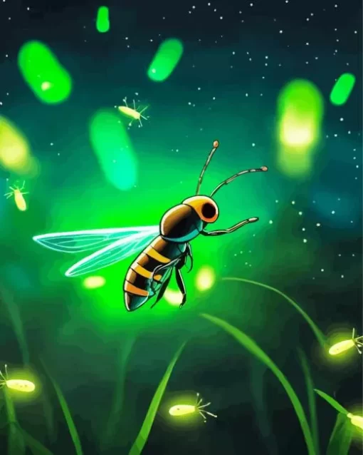 Firefly Glowing In Green Diamond Painting