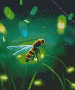 Firefly Glowing In Green Diamond Painting