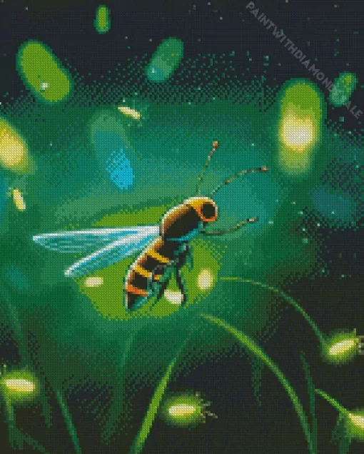 Firefly Glowing In Green Diamond Painting