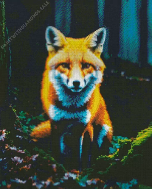 Fox In Forest At Night Diamond Painting