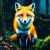 Fox In Forest At Night Diamond Painting