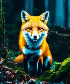 Fox In Forest At Night Diamond Painting