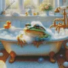 Frog In Bath Chilling Diamond Painting