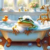 Frog In Bath Chilling Diamond Painting