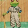 Frog Playing Baseball Diamond Painting