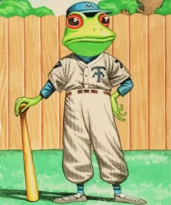 Frog Playing Baseball Diamond Painting