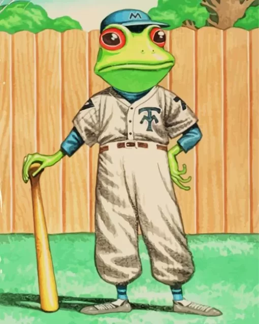 Frog Playing Baseball Diamond Painting