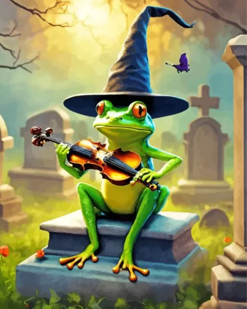 Frog Playing Violin Art Diamond Painting